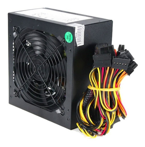 Fuente de Poder ETEK 600Watts, Pc, 110V 120V,   Conectores 20/24 pines, Nuevo, Garantia 1 año