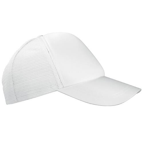 Gorra Malla Trucker, Tamaño Adulto, Color Blanco total,  doble pupo, para Sublimacion personalizada o Bordar